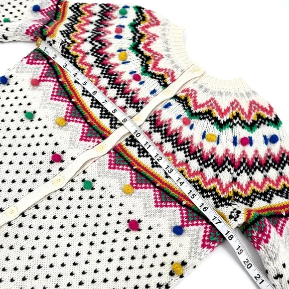 Talbot Carnival Fair Isle Pom Pom Button Back Woolen Sweater - Picture 7 of 11